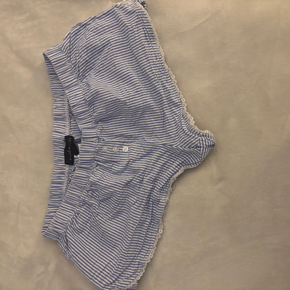 Blue Striped Women's Pajama Shorts